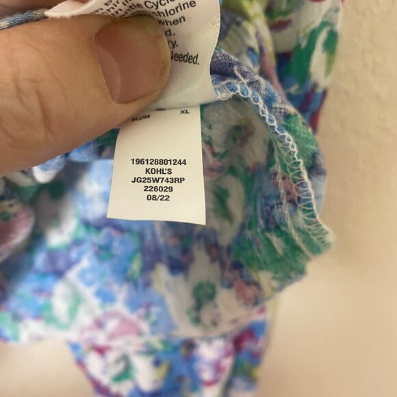 So Good For Life Top XL Blue‎ Floral Long Sleeve Square Neck Peplum Babydoll NEW - Picture 6 of 13